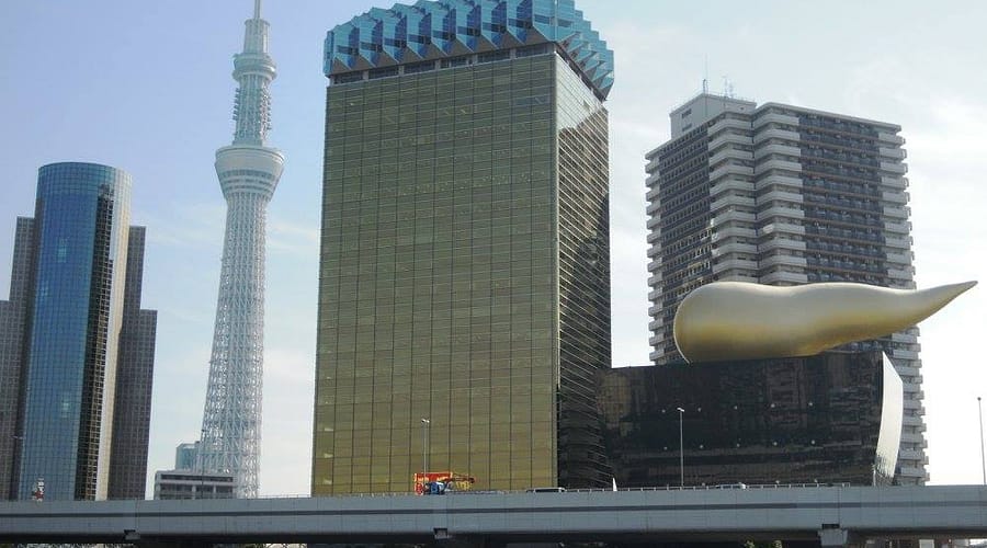 Edifici Asahi Beer Hall i la seva flama daurada a Tòquio